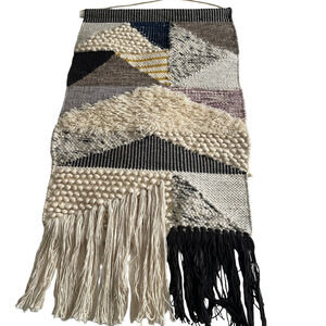 Boho Geometric Braided Fringed Tapestry Wall Macrame Hanging 18" x 26"